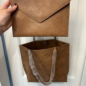 Leather Charleston shoulder purse and clutch